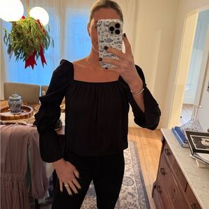 BCBGeneration Black Square Neck Blouse